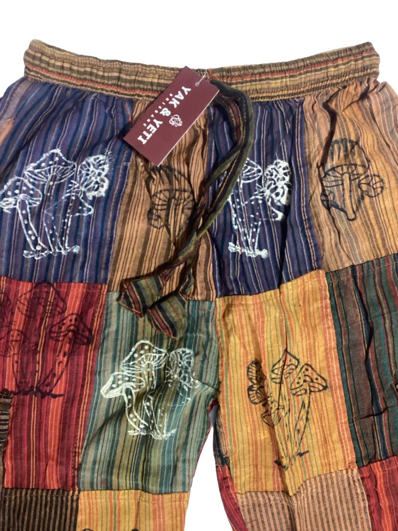 Men's/ Unisex Festive Cotton Mushroom Patchwork Cargo Pants Size Small-Hand Picked Imports