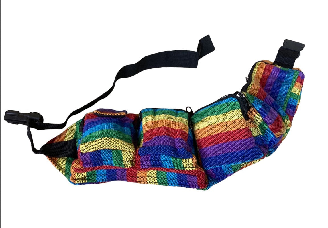Rainbow Adjustable Money Belt with 6 Zip up pockets one Velcro pocket-Hand Picked Imports