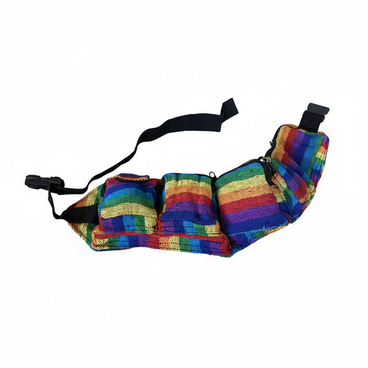 Rainbow Adjustable Money Belt – 6 Zip Pockets & Velcro | Handmade in Nepal-Hand Picked Imports