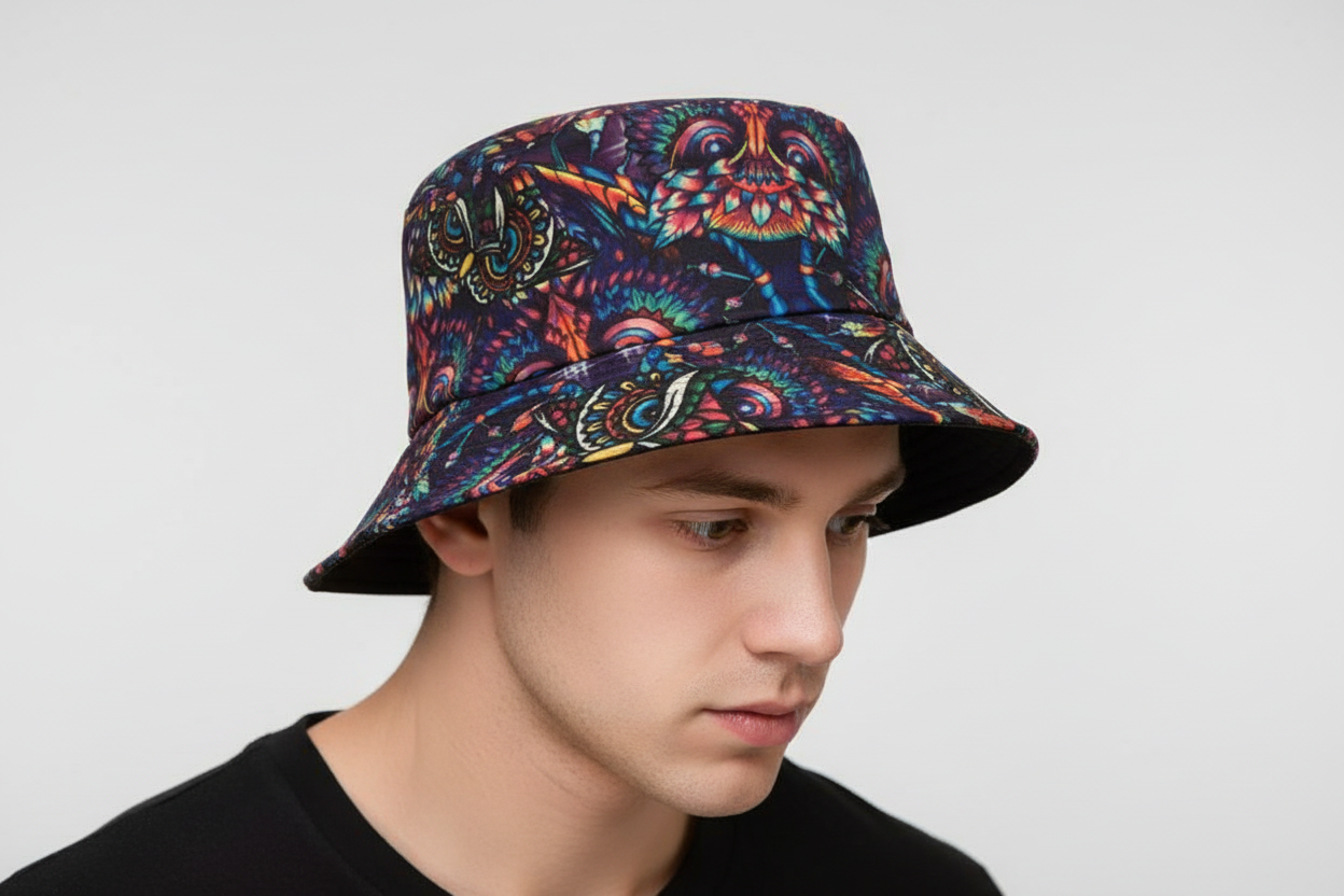 Funky Unisex Reversible Cotton Owl Printed Festival Bucket Hat-Hand Picked Imports