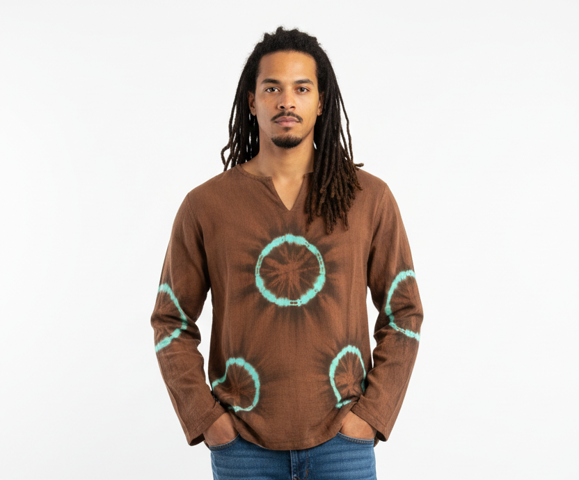 Men's/ Unisex Tie Dyed Long Sleeve BoHo Hippie Shirt Sizes M & 3XL-Hand Picked Imports