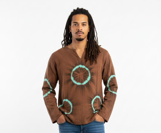 Men's/ Unisex Tie Dyed Long Sleeve BoHo Hippie Shirt Sizes M & 3XL-Hand Picked Imports
