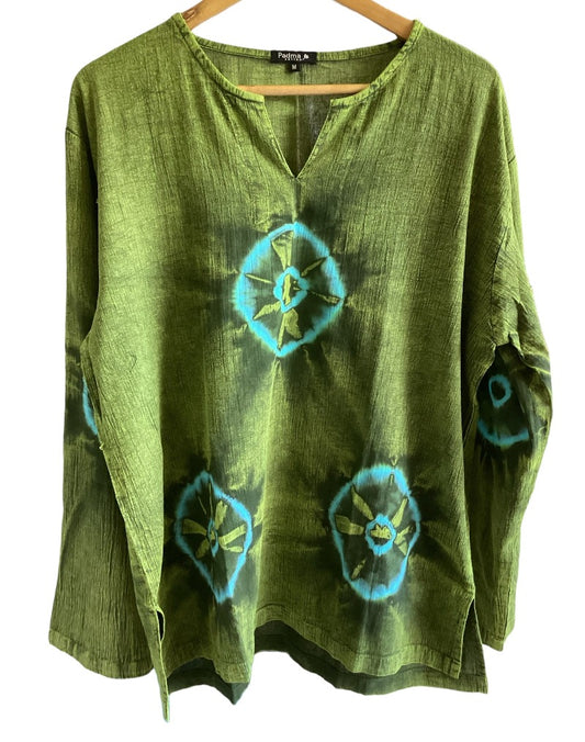 Men's Tie Dyed Long Sleeve BoHo Hippie Shirt Size M,L,& XL van stock-Hand Picked Imports