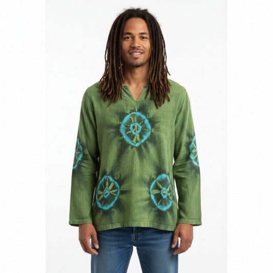 Men's Tie Dyed Long Sleeve BoHo Hippie Shirt Size M,L,& XL van stock-Hand Picked Imports