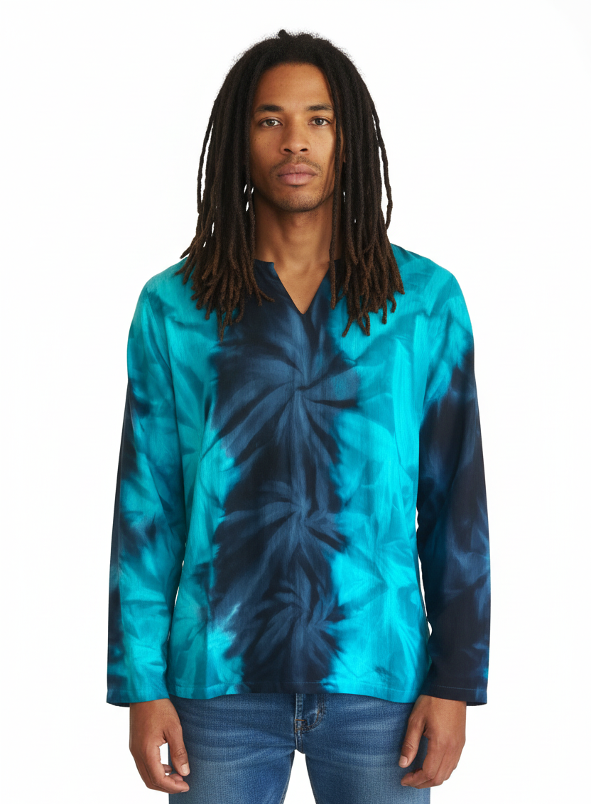 Men's/ Unisex Tie Dyed Long Sleeve BoHo Hippie Shirt Size 3XL-Hand Picked Imports