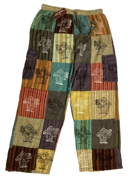 Men's/ Unisex Mushroom Patchwork Cargo Pants Van-Hand Picked Imports