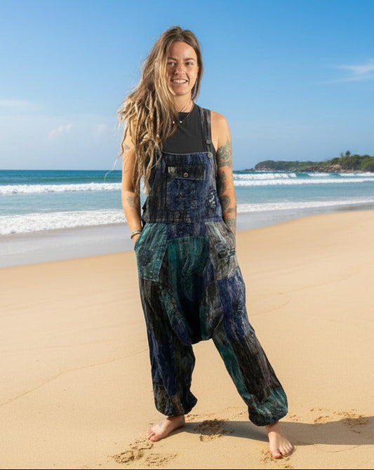 Patchwork Hippie Festival Aladdin Overalls From Nepal Size Small/Medium-Hand Picked Imports