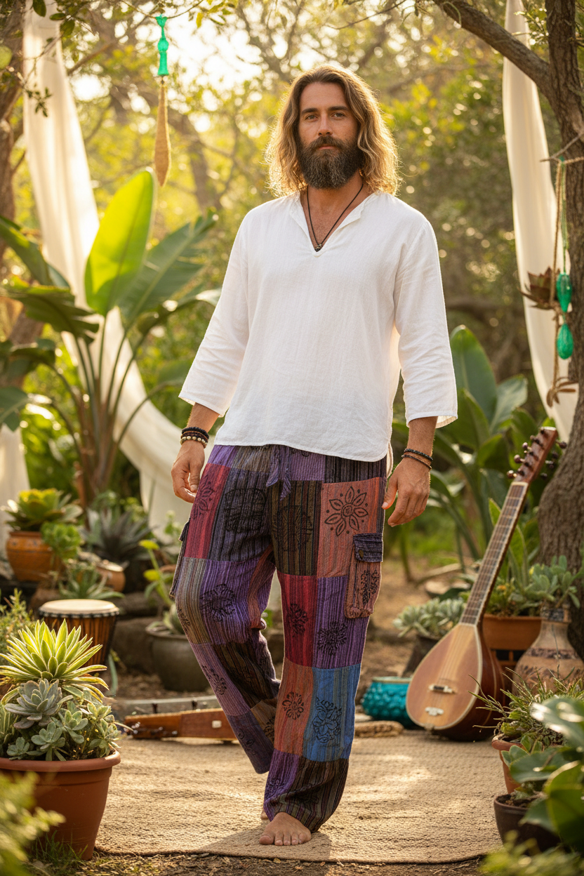 Men's/ Unisex Patchwork Purple Cargo Pants Size Large-Hand Picked Imports