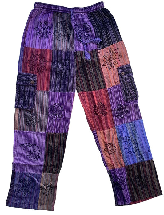 Men's/ Unisex Patchwork Purple Cargo Pants Size Large-Hand Picked Imports