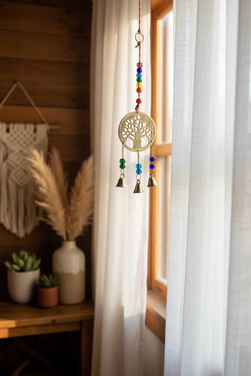 Brass Bells Tree of Life Chakra String Length 66cm-Hand Picked Imports