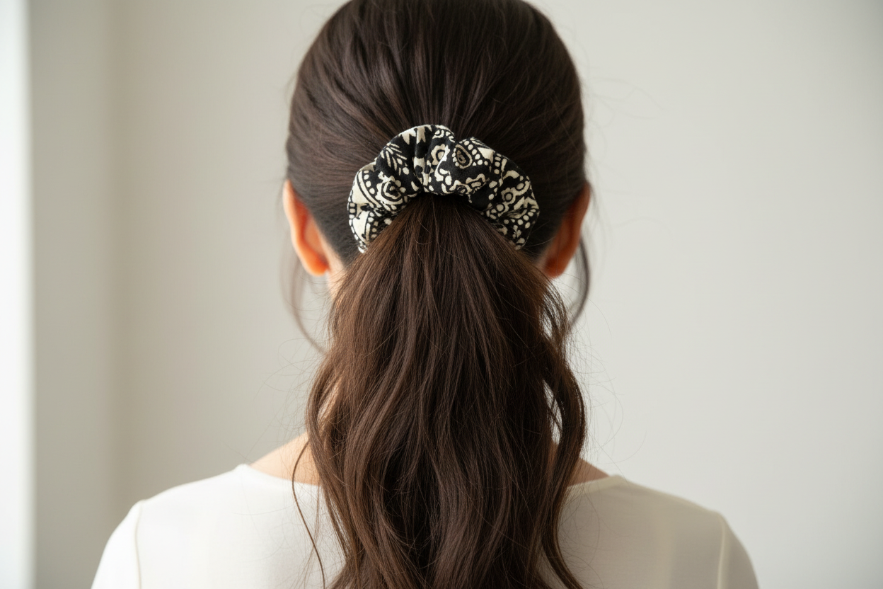 3Pc Hippie BoHo Cotton Scrunchies with Secret Pocket/Zipper Made in India-Hand Picked Imports