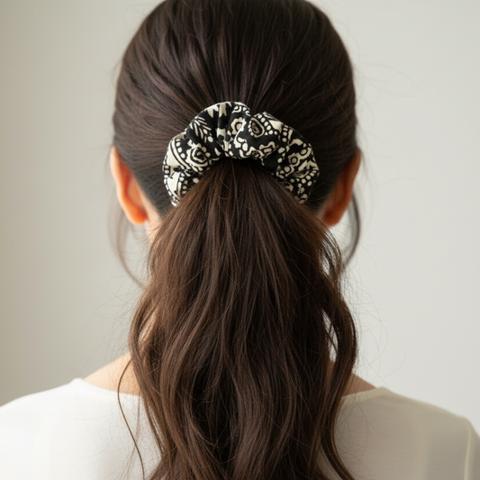 3Pc Hippie BoHo Cotton Scrunchies with Secret Pocket/Zipper Made in India-Hand Picked Imports
