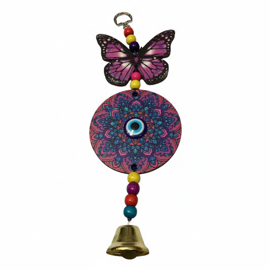 The Blue Eye of Protection Wall Hanging With Butterfly-Hand Picked Imports