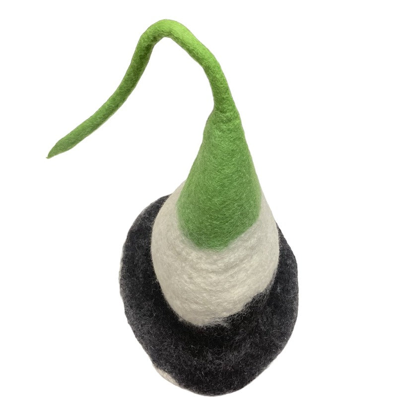 Adult Unisex Green White and Gray Pixie Felt Hat Handmade in Nepal-Hand Picked Imports