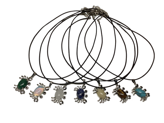 Gemstone Crystal Crab Pendant Necklace-Hand Picked Imports