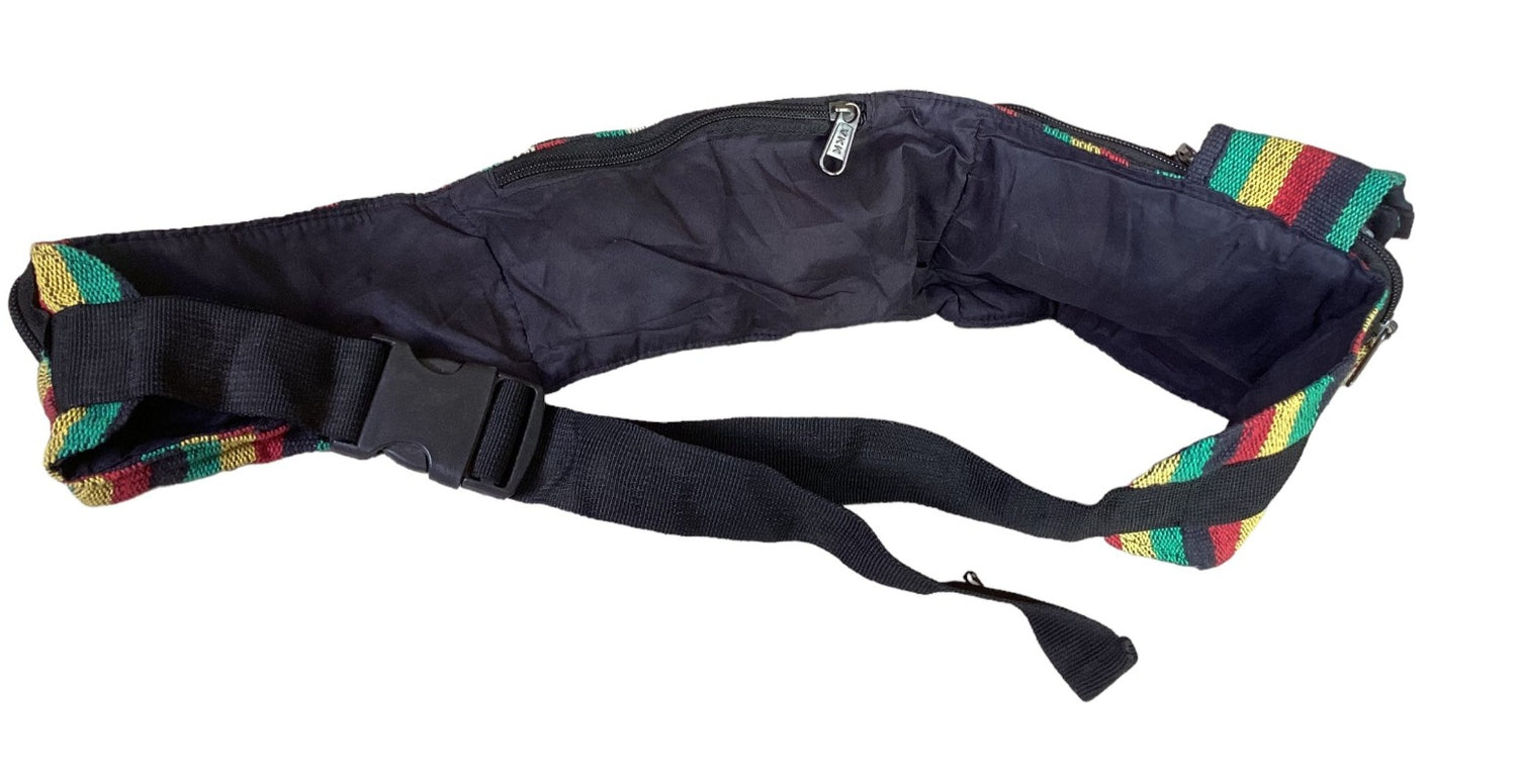 Rasta Adjustable Money Belt with 6 Zip up pockets one Velcro pocket-Hand Picked Imports