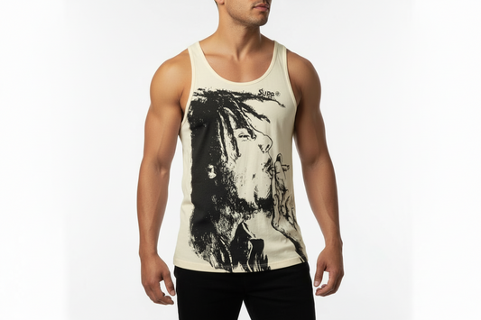 Men's/ Unisex Bob Marley Cotton Singlet - Large-Hand Picked Imports