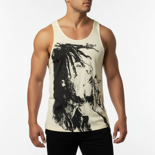 Men's/ Unisex Bob Marley Cotton Singlet - Large-Hand Picked Imports
