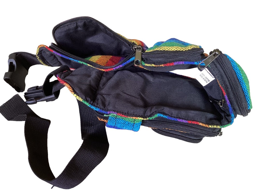 Rainbow Adjustable Money Belt with 6 Zip up pockets one Velcro pocket-Hand Picked Imports