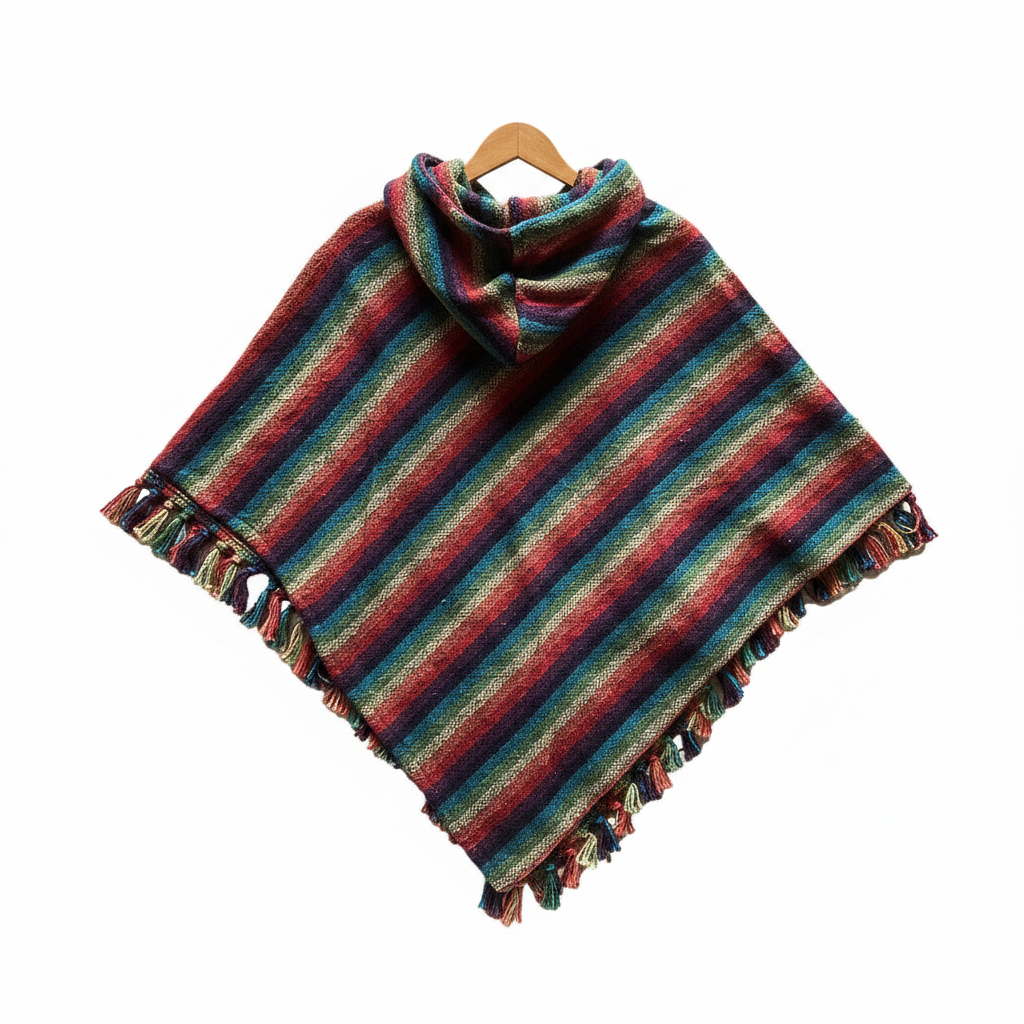 Patchwork Brushed Cotton Diamond Ponchos Made in Nepal Free Size-Hand Picked Imports