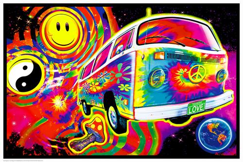 Flower Power Bus Kombi Blacklight Poster 61X 91 cm-Hand Picked Imports