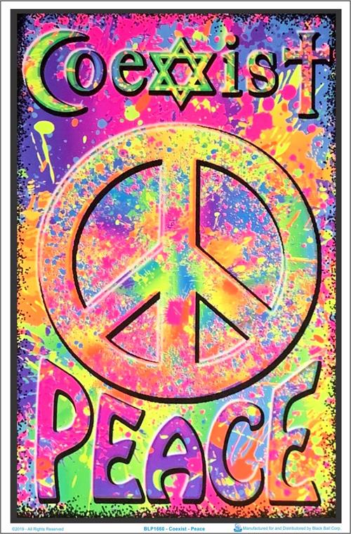 Peace Velvet Blacklight Poster 55 X 85 cm-Hand Picked Imports