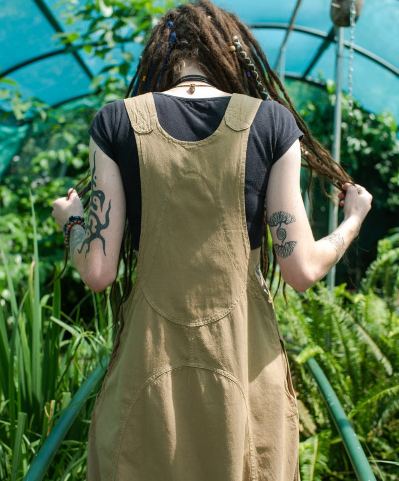 Tan or Navy Blue Long Hippie Festival Cotton Overalls Made in Nepal-Hand Picked Imports