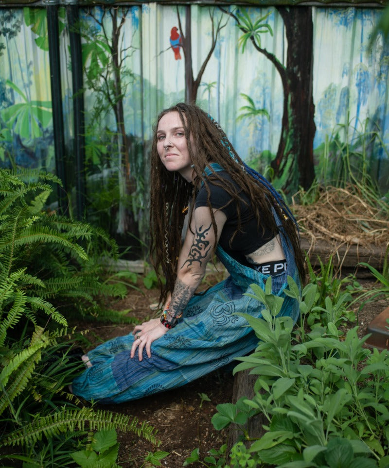 Blue Patchwork Hippie festival Overalls from Nepal-Hand Picked Imports