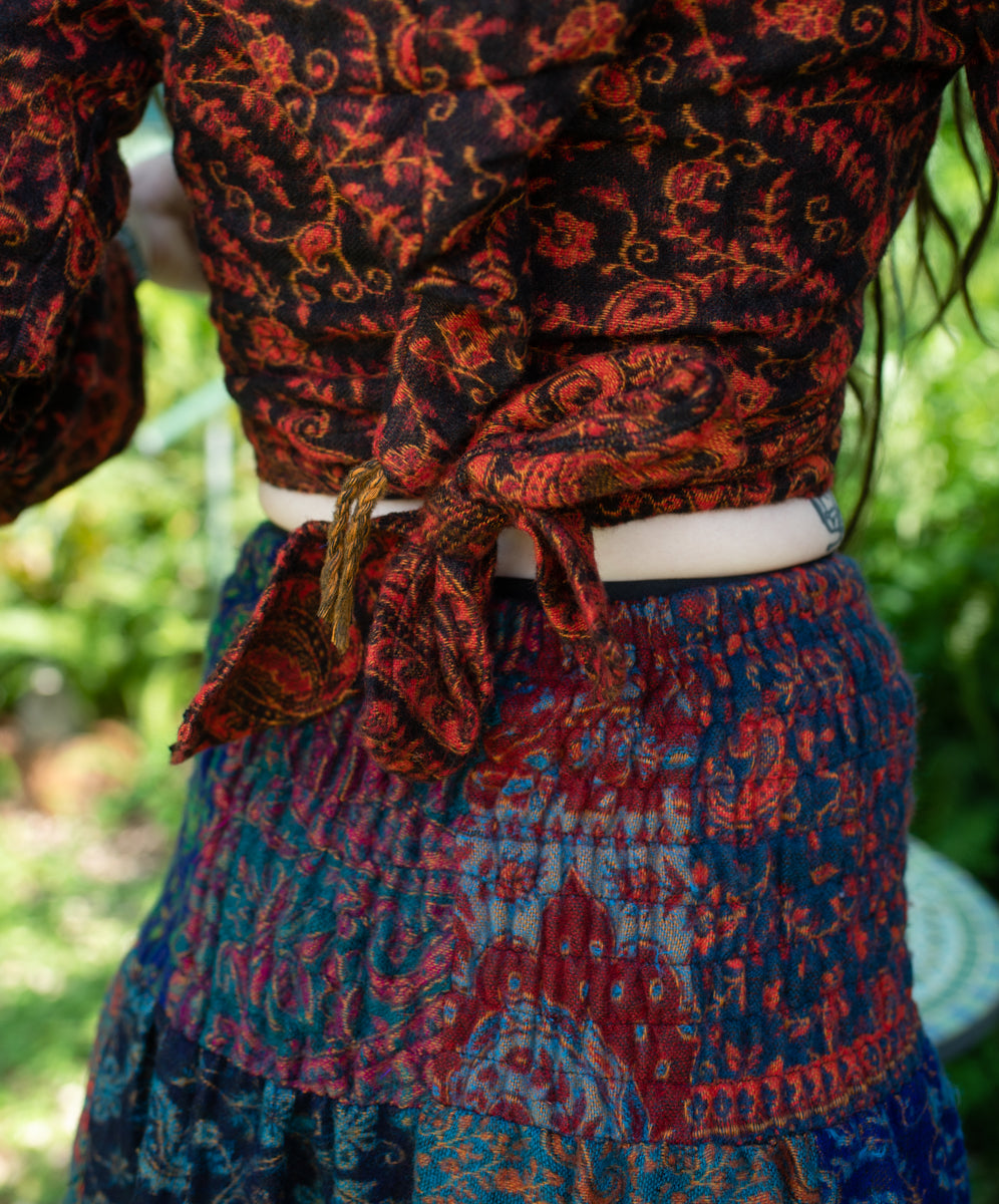 Ladies Cropped Wrap Pixie Hooded Wooly Top.-Hand Picked Imports