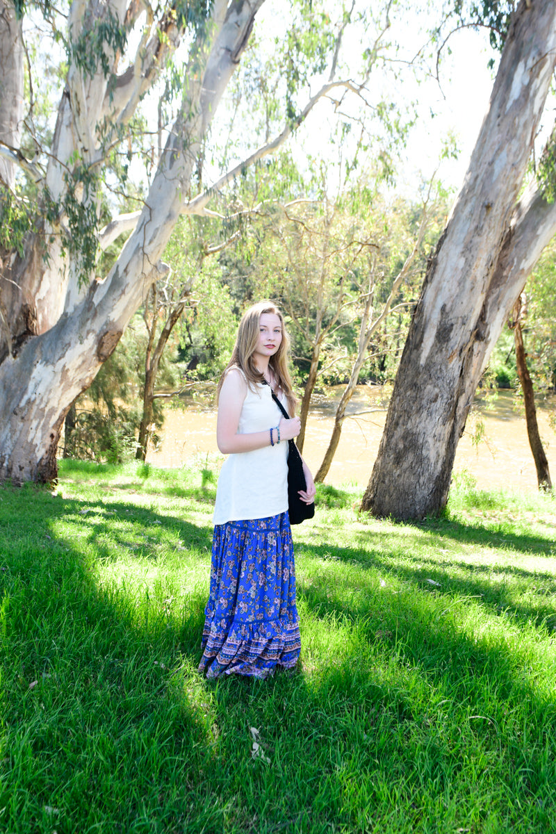 Ladies White Burlesque Hemp Top-Hand Picked Imports