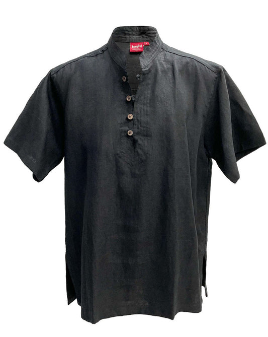New Men's Hemp Short Sleeve Black Shirt Sizes S M L & XL-Hand Picked Imports