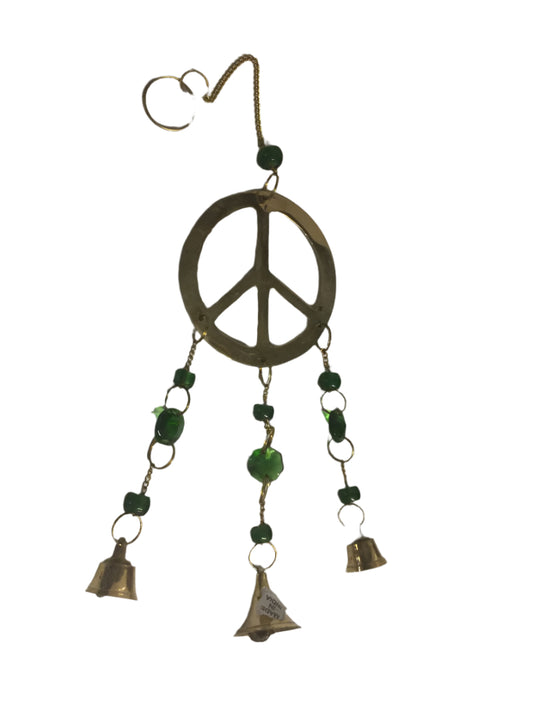 Small Peace Windchime with Green Beads-Hand Picked Imports