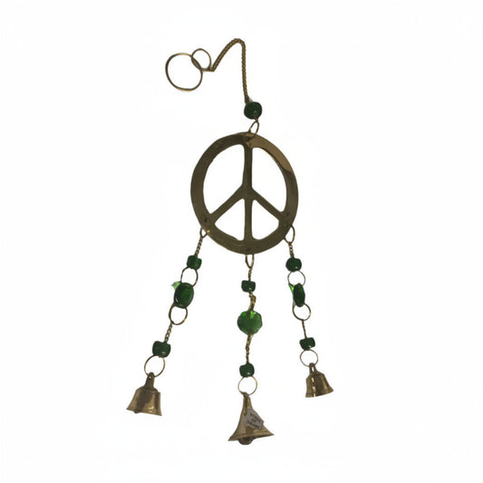 Small Peace Windchime with Green Beads-Hand Picked Imports