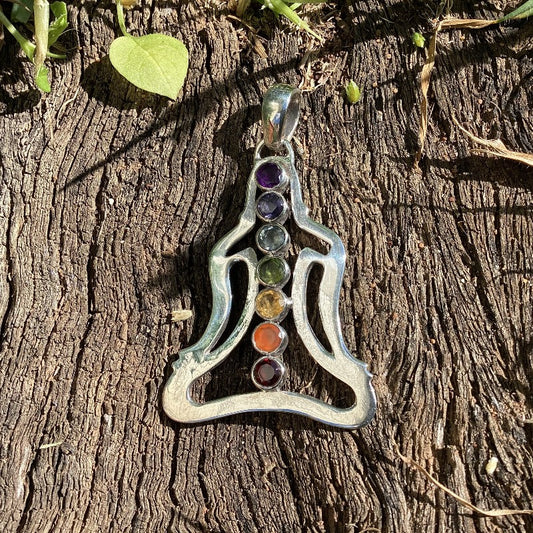 Sterling Silver Yoga/ Meditation Chakra Gem Stone Pendant-Hand Picked Imports