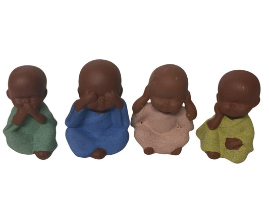 Set of Four Miniature Baby Monk Statues Each 4cm high-Hand Picked Imports