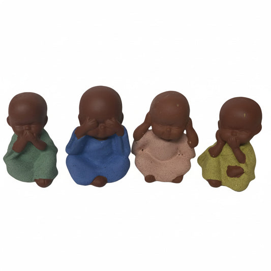 Set of Four Miniature Baby Monk Statues Each 4cm high-Hand Picked Imports