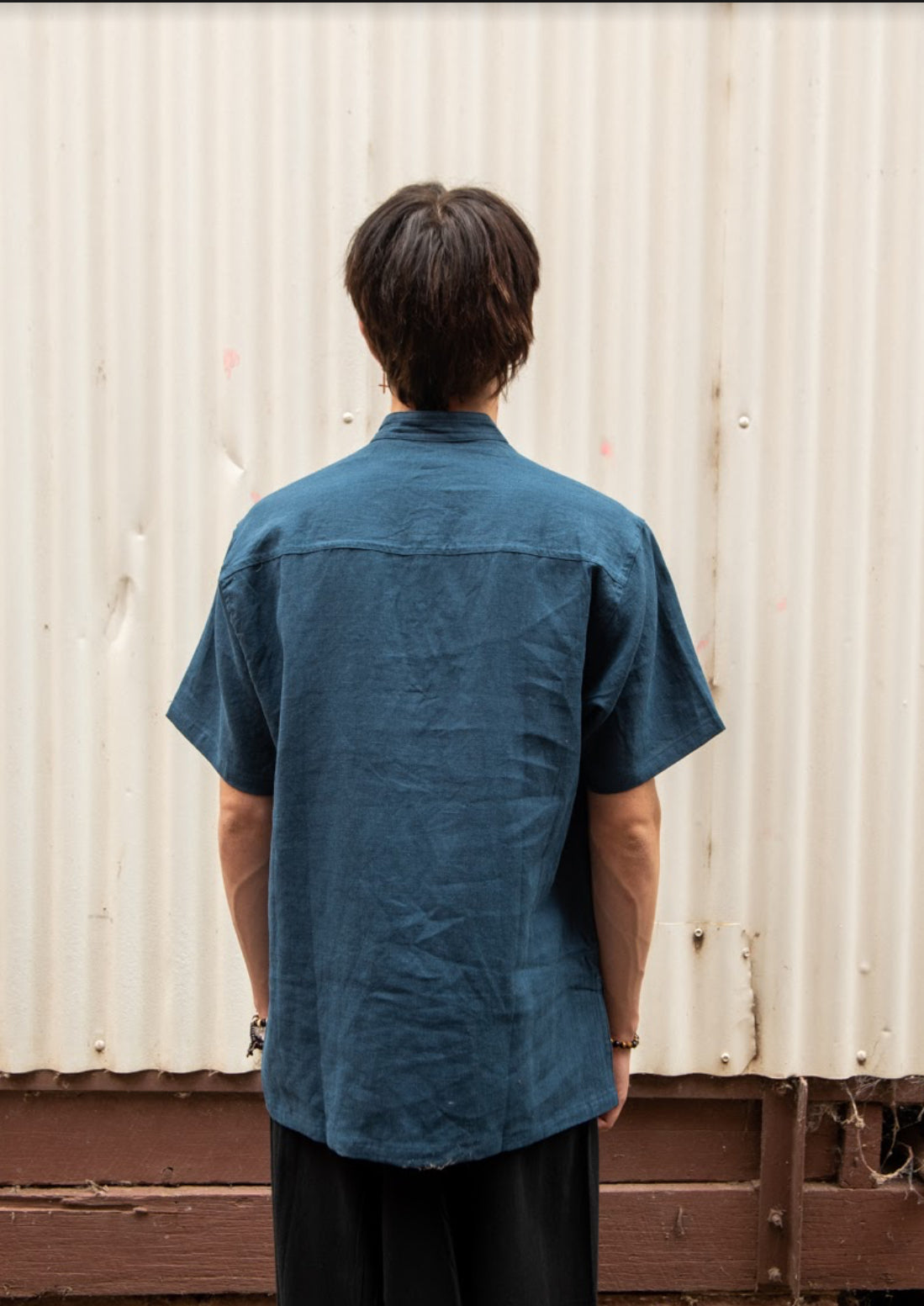 Men's / Unisex Blue Short Sleeve Hemp Shirt L, XL, XXL-Hand Picked Imports