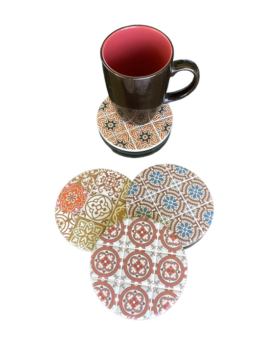 I Set of 4 Ceramic Coasters Size: diameter = 10.8 cm-Hand Picked Imports